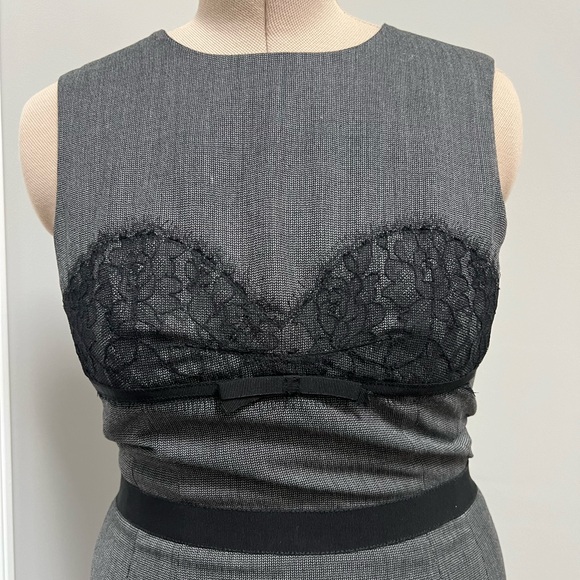 New D&G Gray Wool Silk Dress Lace 46/6 - Picture 2 of 8